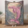 1pc Pink Dolphin Printing Lightweight Flannel Blanket, Comfortable and Warm Blanket, for Camping Sofa Bed and Couch Office, in All Seasons