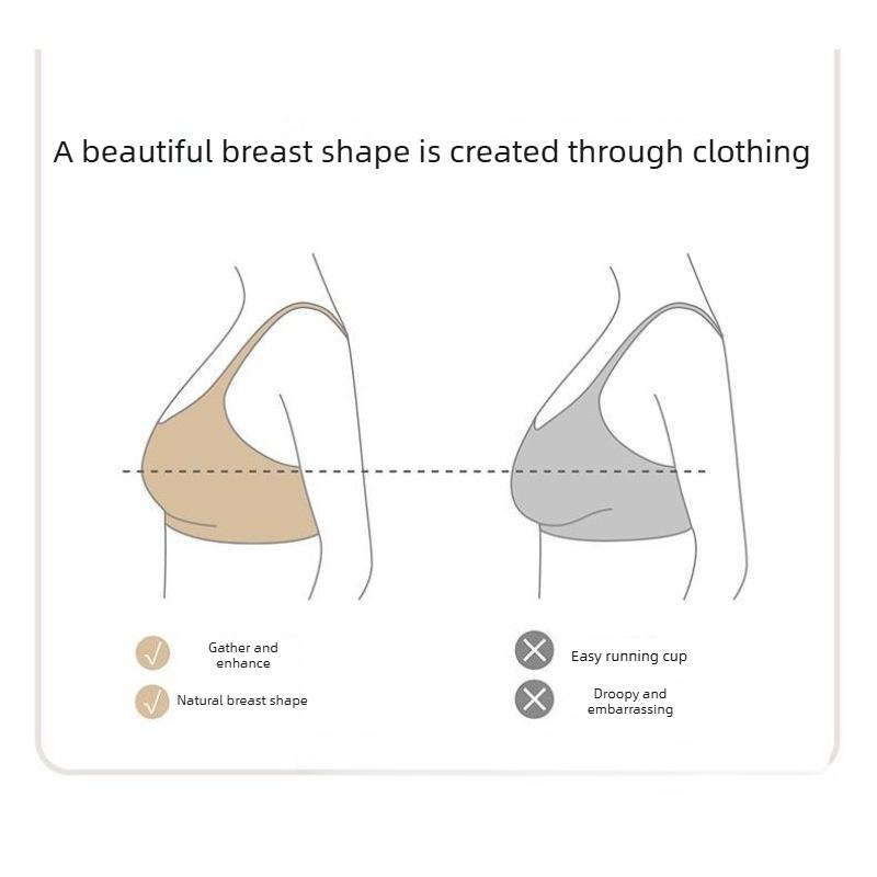 Jelly-style Underwear with Soft Support, Seamless Wide Shoulder Straps, Cup Fixation, Double Breast Reduction, Without Steel Rings.