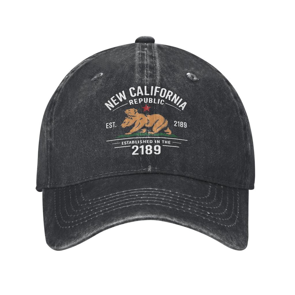 Cappellino Unisex Stampa Republic California Denim Vintage Usurato Lavato Cappellino da Baseball Regolabile