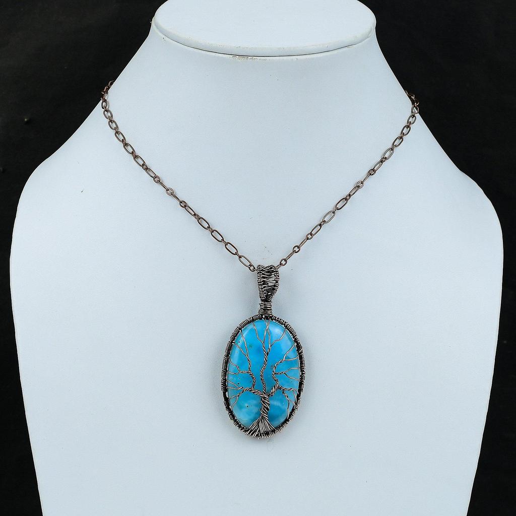 Tree Of Life Hemimorphite Pendant Copper Wire Wrapped Pendant Handmade Pendant Gemstone Jewelry Gift For Mother Copper Wire Wrapped Jewelry