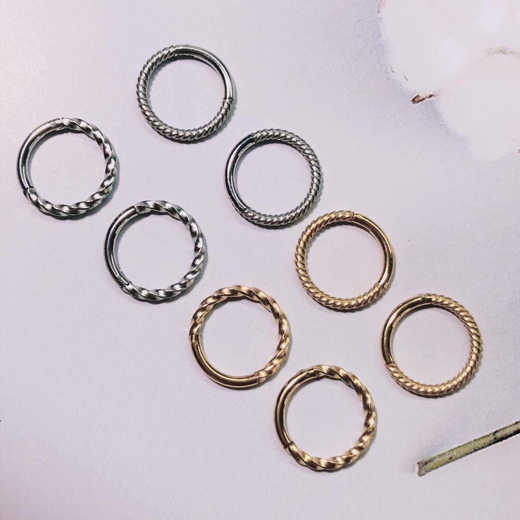 Stainless Steel Twisted Rope Nose Ring Earring - 316L Seamless Open Coil Piercing Jewelry