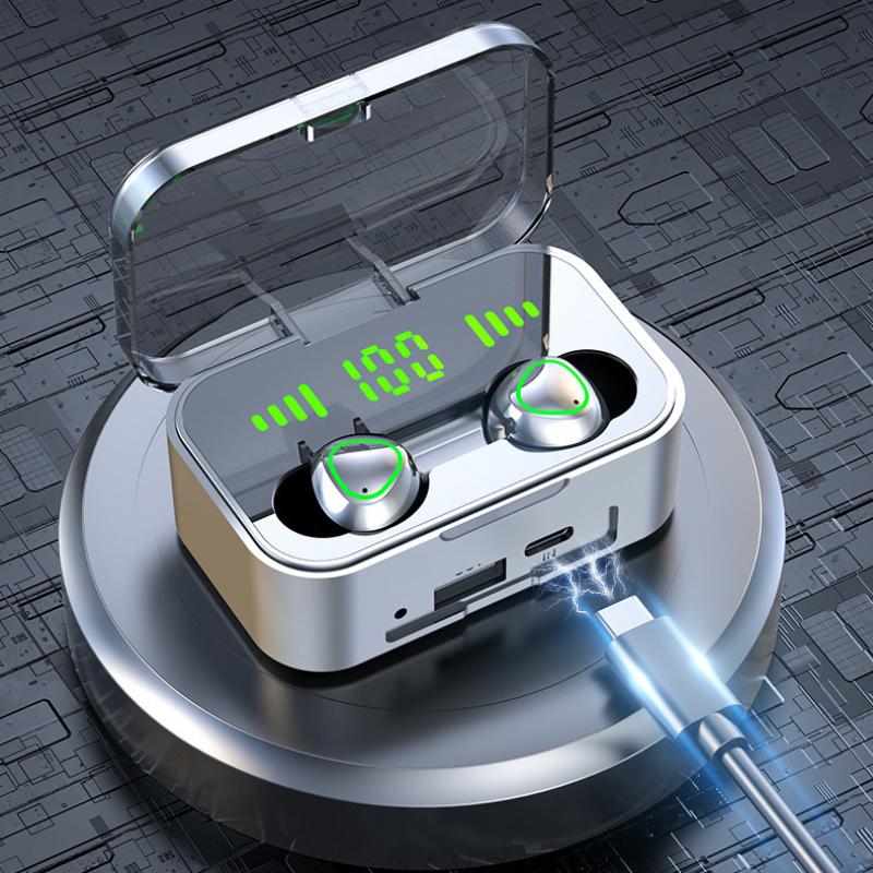 Drahtloses Bluetooth-Headset TWS Großer Bildschirm Intelligente Nummer zeigte Ohr-Ohr-Atmungslicht-Sport-Headset