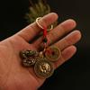 Zodiac Blessing Brand, Double Pixiu, Red Rope Keychain, Pendant, Car Keybag Pendant, Accessories, Brass