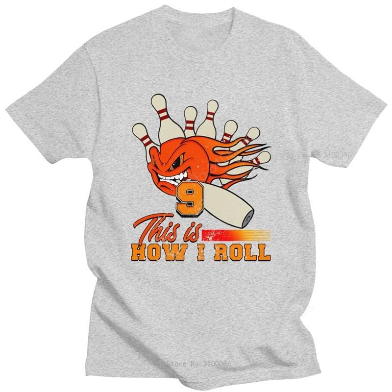 Fashion Funny Bowling Roll T Shirt Unisex Oneck Short Sleeved Retro Bowler Graphic Tee Cotton Regular Fit Tshirt Merchandise