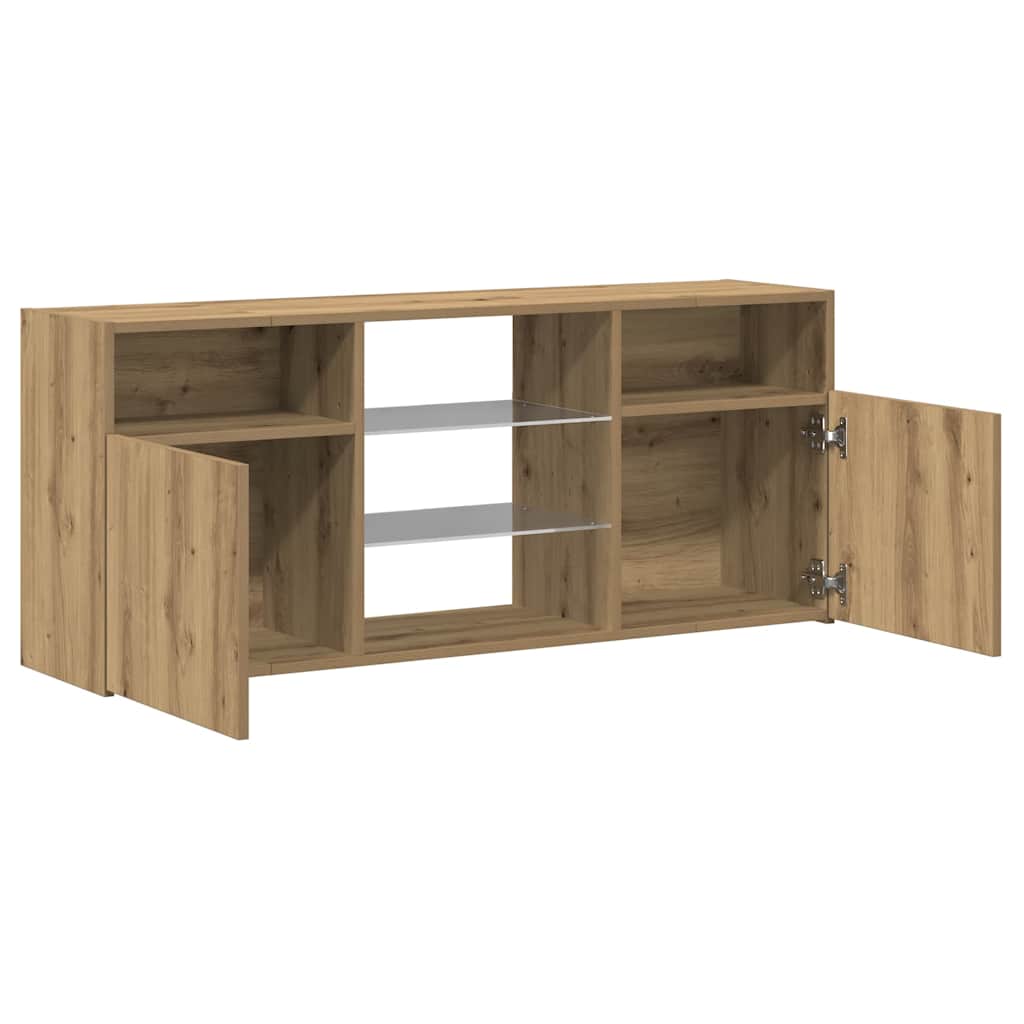 TV Cabinet with RGB LED Lights Artisan Oak Finish 120 x 30 x 50 cm