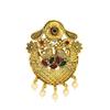 Traditional Temple Design Gold-Plated Hair Barrette Clip with Pearl Dangling Accents