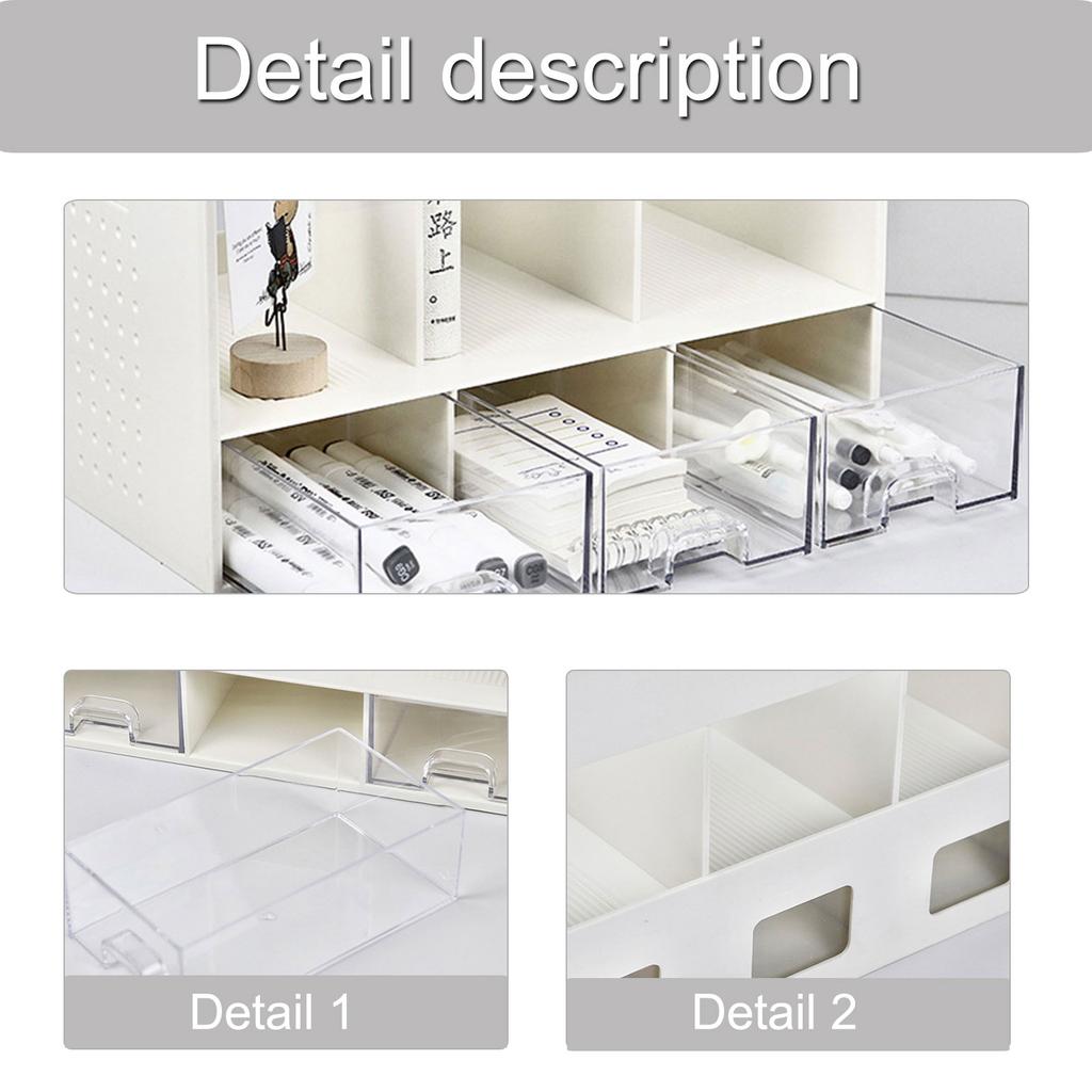 Office Desktop Organizers and Accessories Desk Book Stand with 3 Sliding Drawer for Office Supplies