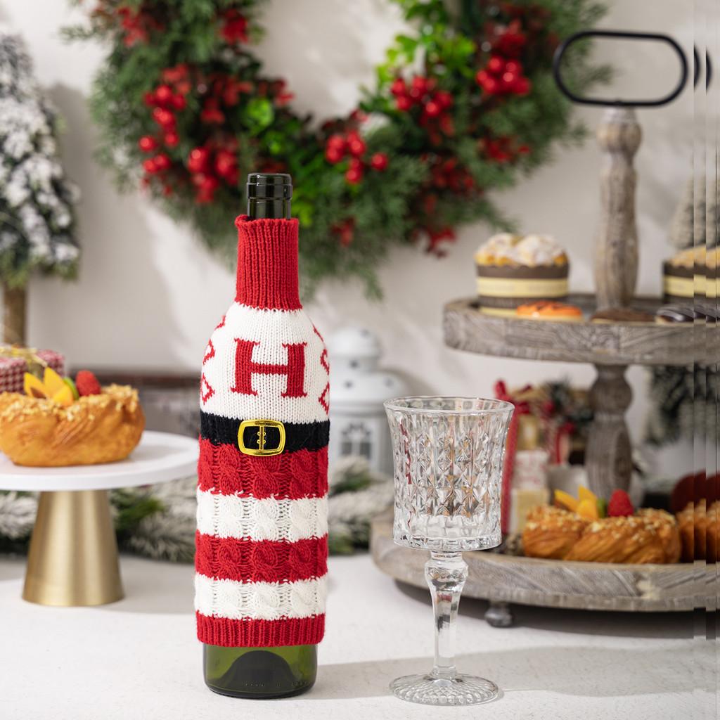 Vibrant And Decorative Knitted Letter Wine Bottle Holder For Christmas Parties And Gifts