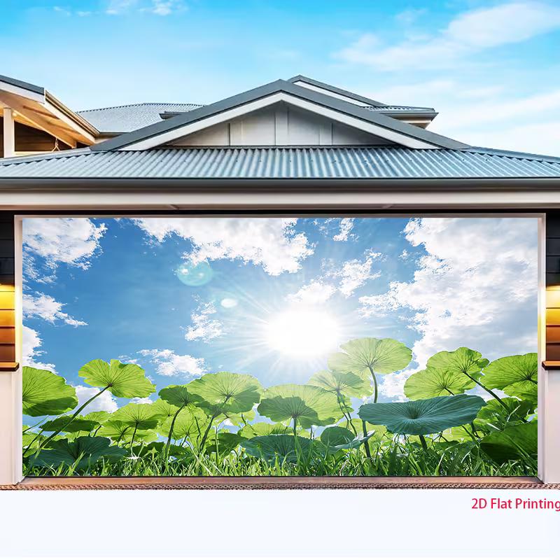 2D Fresh Green Lotus Pond Outdoor Natural Scenery Photography Backdrop Decor