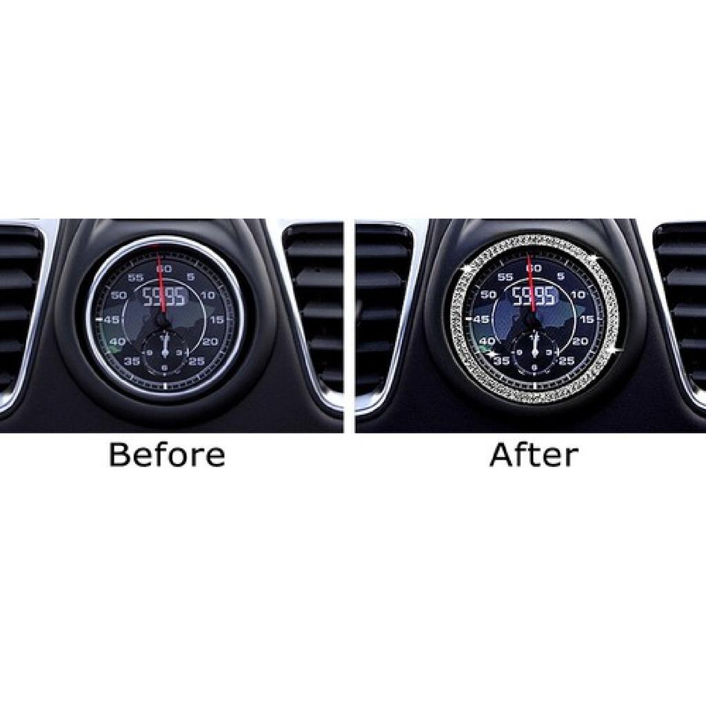 Crystal Silver Dashboard Clock Surrounding Decoration Ring Trim For Porsche