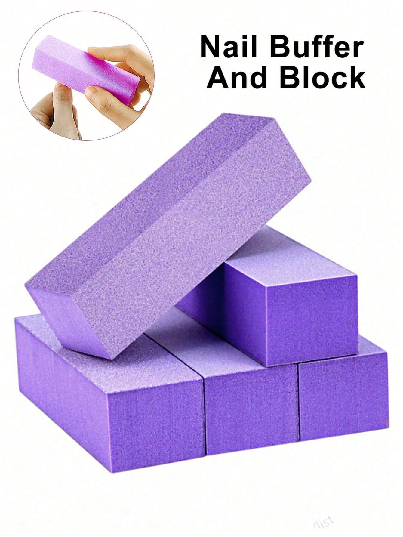 5 Count Nail Buffer Block,  Professional Pedicure Manicure Buffer Kits Purple