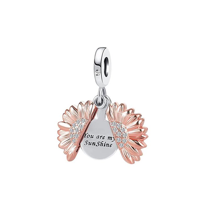 Charms Planet Bead Copper Rose Gold Pink Butterfly Dangle Fit Bangle Bracelet Necklace Diy Jewelry