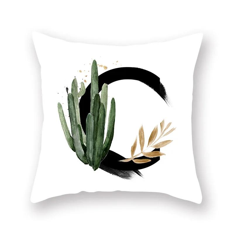 Sofa Pillow Cushion Wholesale Nordic Style Plant English Alphabet Peach Skin Pillowcase