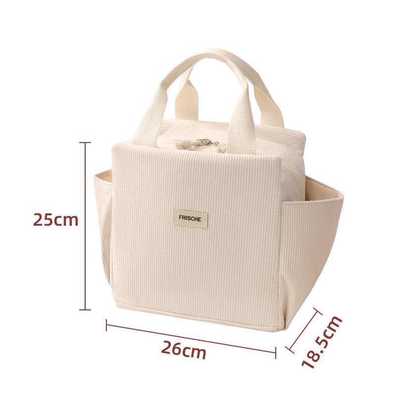 Corduroy Thermal Insulati Lunch Bags Multifunctial Kid School Cooler Picnic Food Pouch Insulated Handbag for Picnics School
