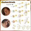 Bobisty 1PC Cartilage Earring Stud for Women Surgical Steel Flat Back Earrings Hoop Flower Snake Shape Helix Piercing Jewelry