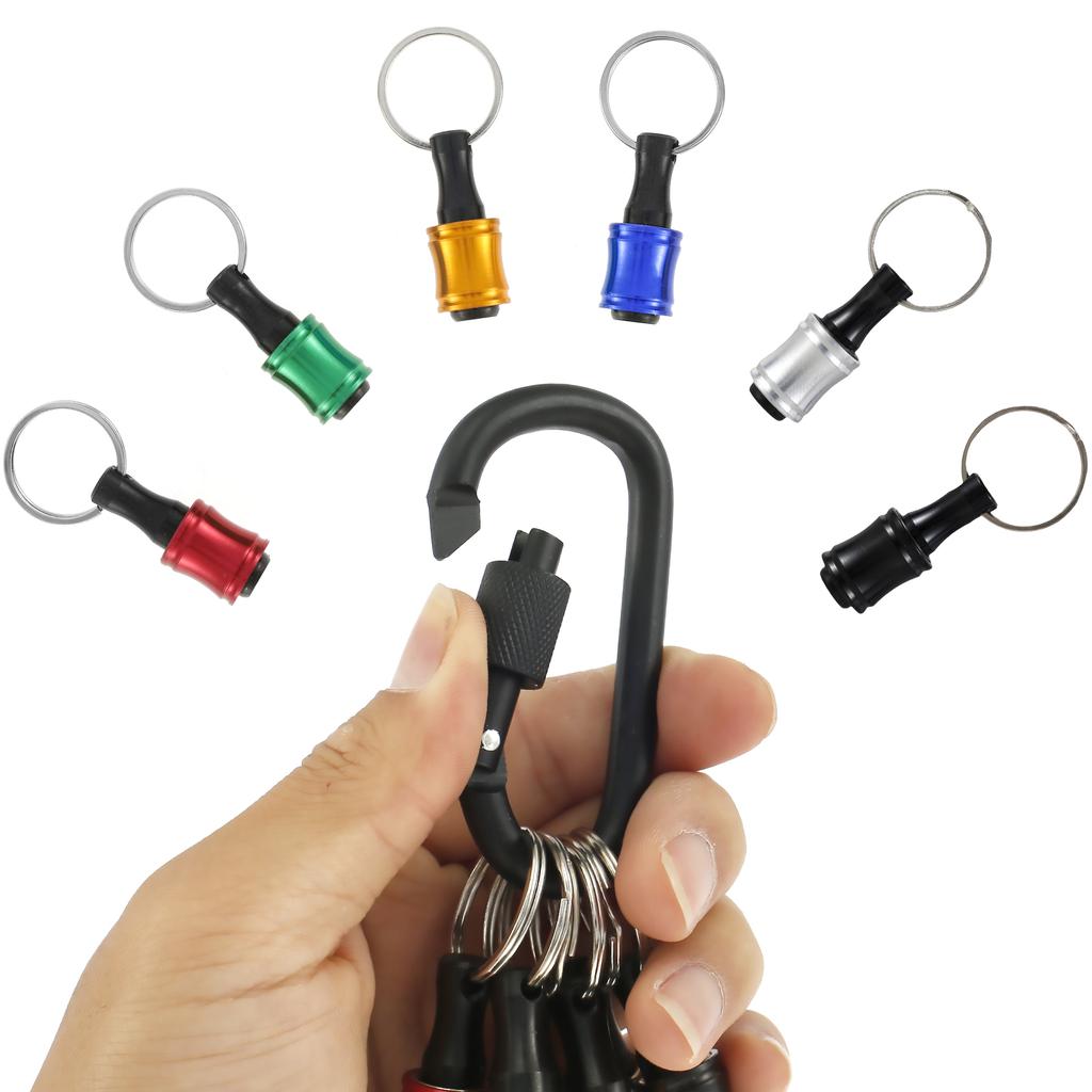 18Pcs 1/4in Hex Shank Bit Holder Portable Socket Drill Bit Holder Quick Change Aluminum Alloy Drill Bit Extension Bar Keychain