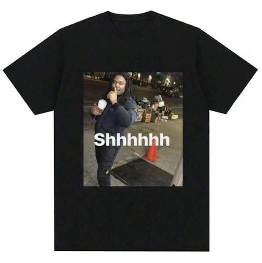 Luckis Shhhhh Funny Meme Graphic Tee Oversized Cotton Summer Streetwear Tshirt For Unisex Unisex