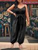Elegant Plus Size Strappy Jumpsuit - Classic, Figure-Flattering Commuter Style for Summer