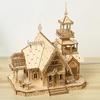 1PC 3D Wooden Puzzle Villa House Royal Castle with Light Assembly Toy Kid Adult DIY Model Kits Desk Decoration for Gift