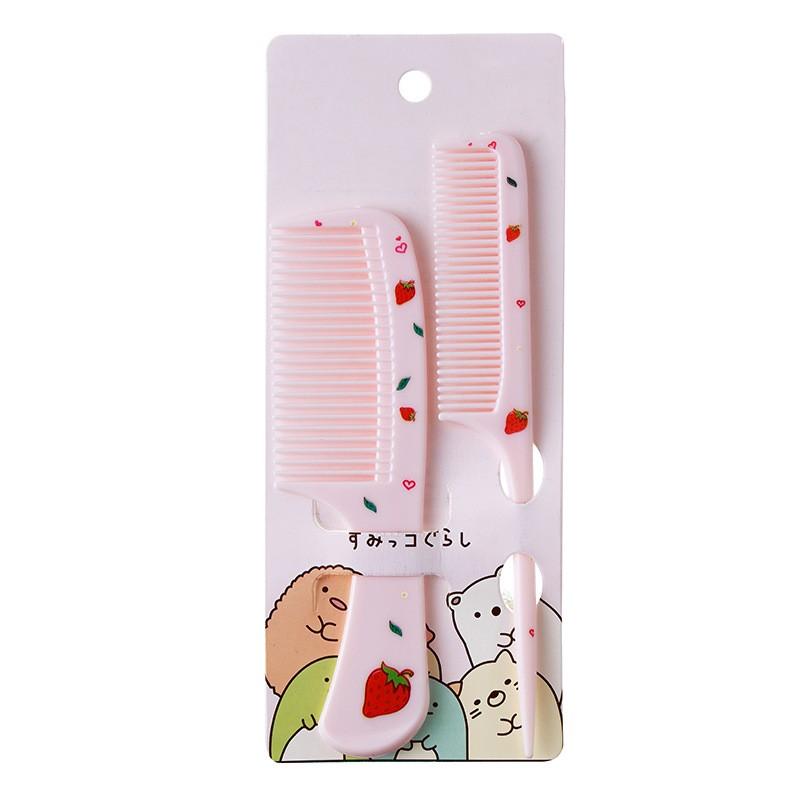 2 piezas/set Peine de peluquería lindo para niños Peine de cola puntiaguda antiestático para niñas Peine para el cabello con forma de fruta de fresa Peine para el cabello de niños