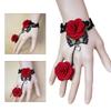 Rose Lace Hand Chain Ring Bracelet Chain Tassel Coins Finger Bracelet Sweet Hand Jewelry for Women and Girls Gifts