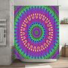Handmade colorful shower curtain with geometric pattern for bathroom decor DIY art home textile in blue yellow pink green purple