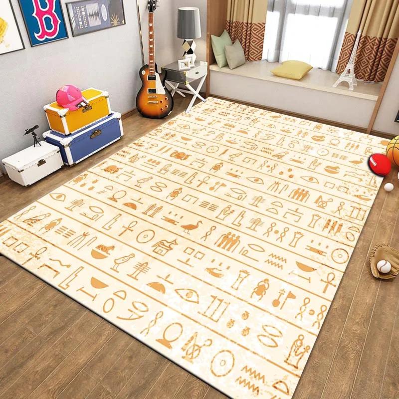 Egyptian Pharaonic Painting Rugs for Bedroom Home Decor Ancient Egypt God Cat Anubis Carpet Floor Mats for Living Room Non-slip