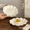Creative Wave Flounce White Ceramic Dish Household 8 Inch Afternoon Cake Dessert Plates Nordic New Simple Light Luxury Tableware