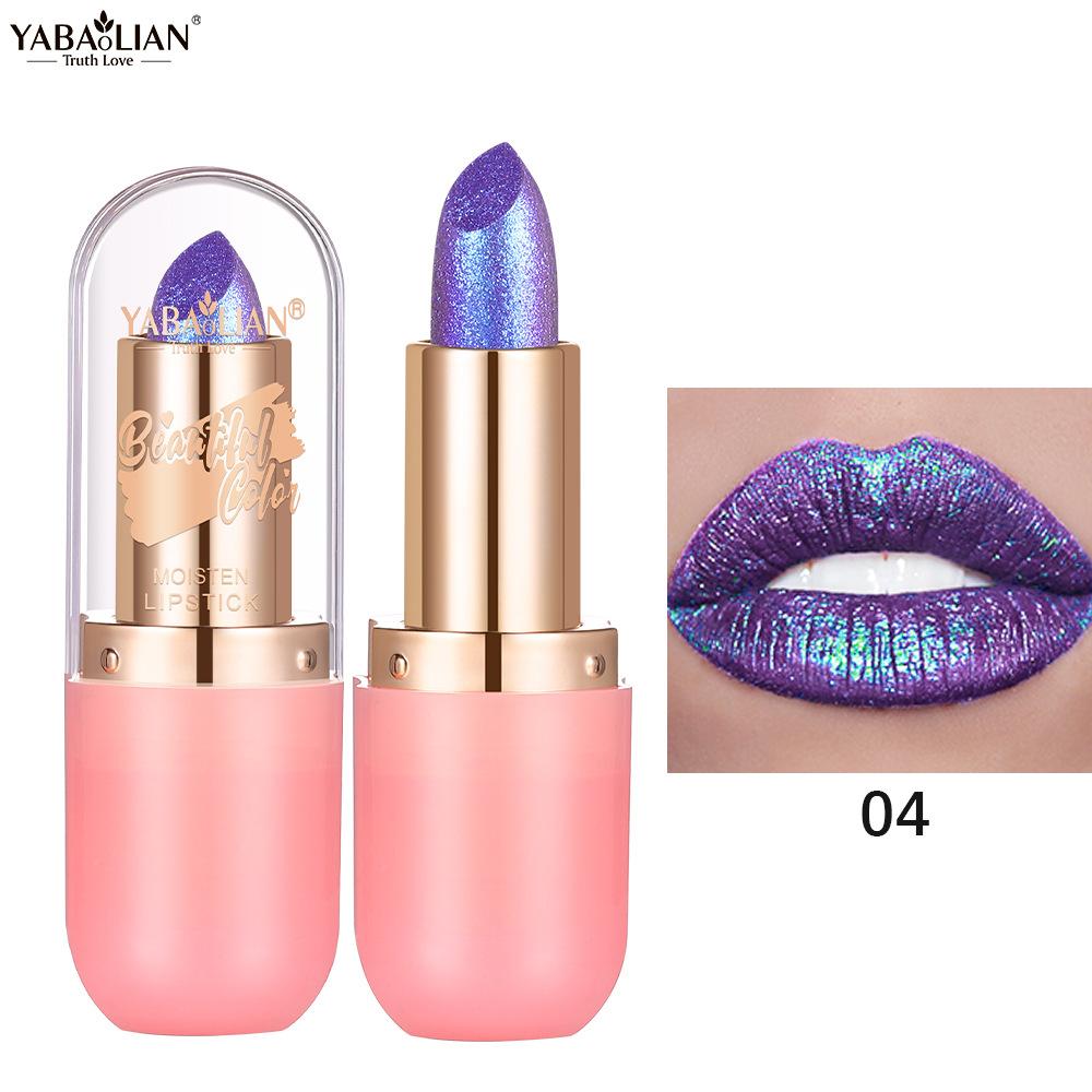 Metalická fialová chameleonská rtěnka Měnící barvu Matná třpytivá diamantová rtěnka Vodotěsný perleťový lesk na rty Sexy make-up