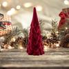 Small Xmas Tree Miniature Figurine Adorned With Red Flocked Decorative Es Ceramic Xmas Tree Statue