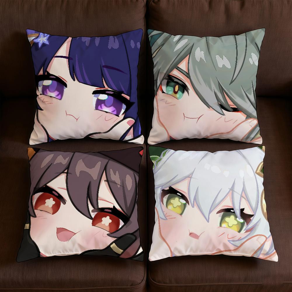 Cushion Impact Soft Genshin Case Face Q Game Sofa Living Room Home Comfortable Office Decor Protective Cupping Pillow Covers