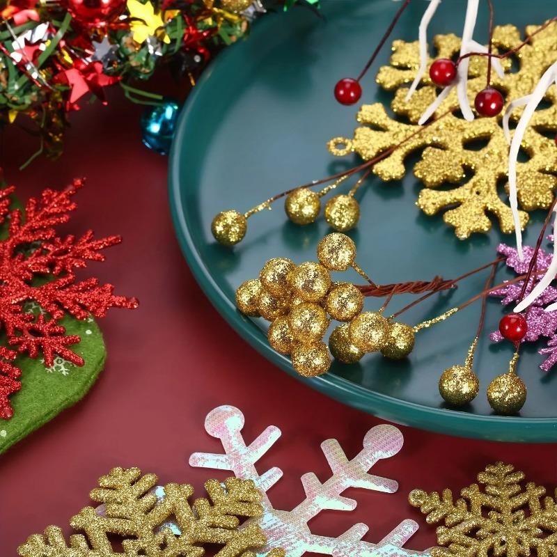 50 szt. Sztuczne Jagody Dekoracja Świąteczna Ozdoby na Choinkę do Dekoracji Domu Navidad Nowy Rok DIY Girlanda Dodatek Prezent 1,2 cm