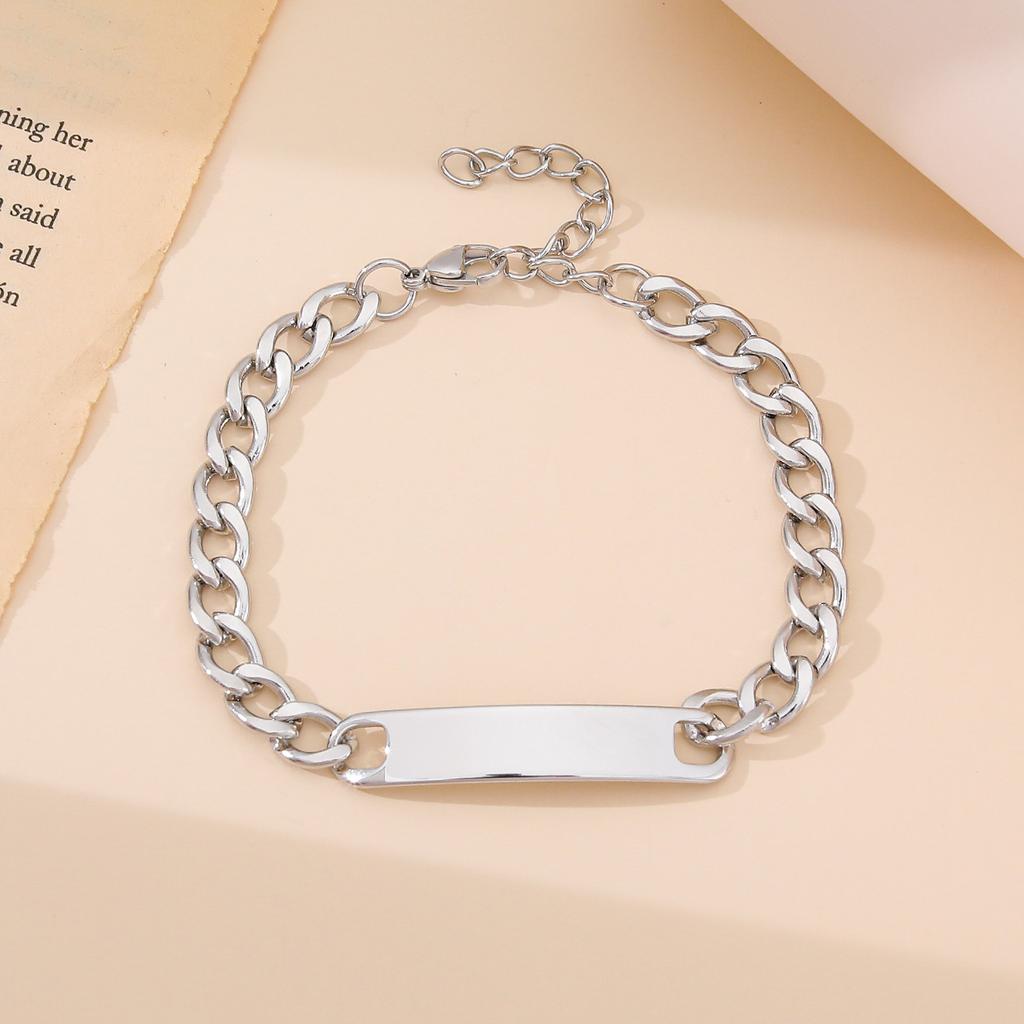 Stainless steel butterfly, crown, heart bracelet, couple bracelet, DIY personalized, smooth curved long bracelet, accessories