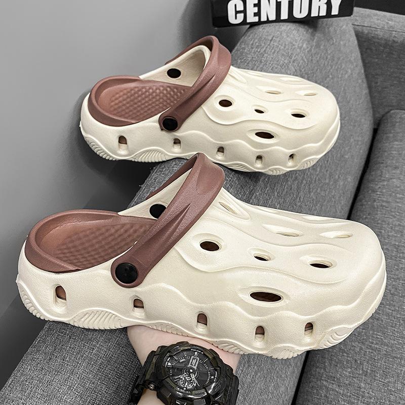 

Мужские контрастные цветные туфли с отверстиями, толстая подошва, нескользящие, мягкие, эластичные, износостойкие, модные, простые, для отдыха, для улицы, для пляжа 44-45