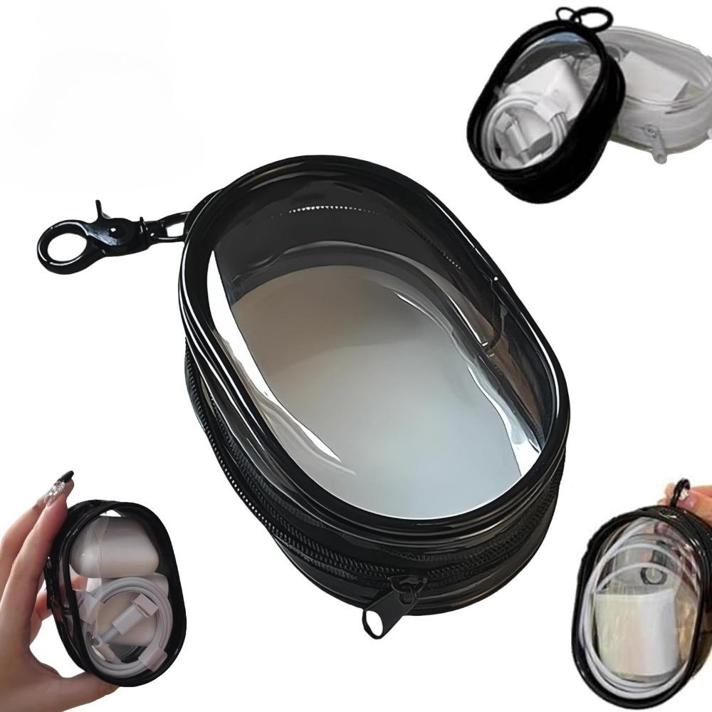 Clear Storage Box with Keychain – 1PCS Portable Small Organizer Bag for Headphones, Charging Cables, Jewelry & Accessories