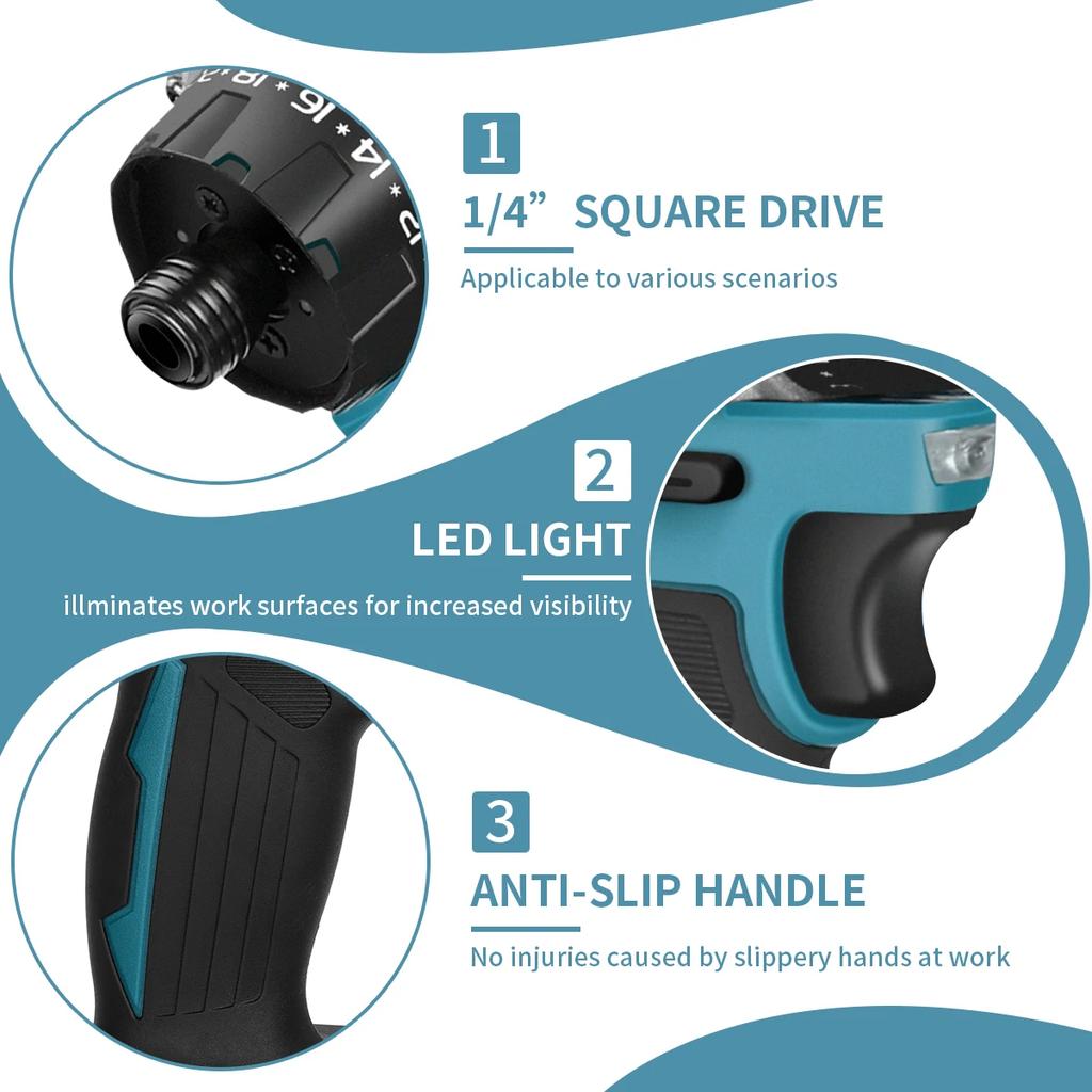 AvidPulse 20+1 Drehmoment 1/4 Zoll Bürstenloser Elektrischer Schraubendreher Akku 280N.m Elektrische Bohrmaschine Elektrowerkzeug Für Makita 18V Akku
