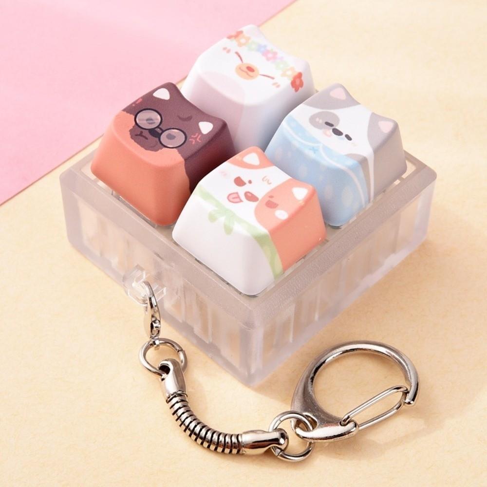 4-Key Puppy Keycap Keychain Relax Button Mechanical Keyboard Keying Fidget Toy Keychain Reduce