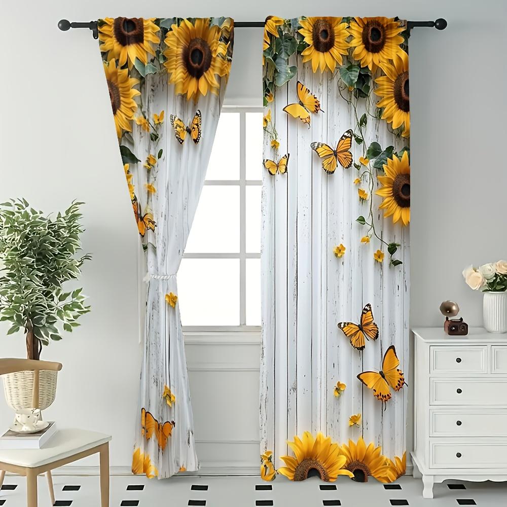 

2Pcs Colorful Butterfly Printed Curtains, Pole Bag Curtains, Bedroom And Living Room, Home Decoration, Room Decoration 14Wx39L(35x100CM)x2