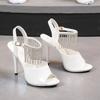 Women's High-heeled Sandals Sexy Fish Mouth Thin Heeled Shoes Leopard Print Shoes