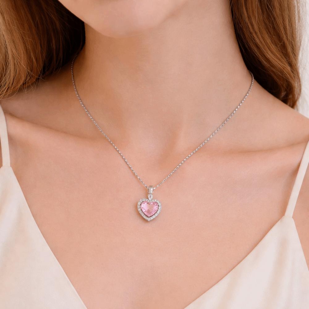 Fade-Resistant Crystal Necklace Elegant Fashion Heart Necklace Charm Heart Necklace  Lady Sweet