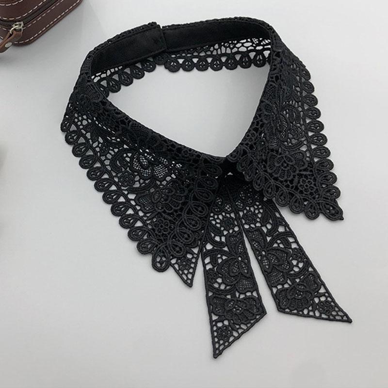 Vintage Embroidery Fake Collar For Women White Lace Hollow False Detachable Collar Lapel Shirt Tie Necklace Clothes Accessory