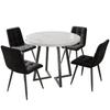 Ensemble de salle à manger - Table ronde 80cm - 4 chaises en velours - Châssis métallique - Design moderne