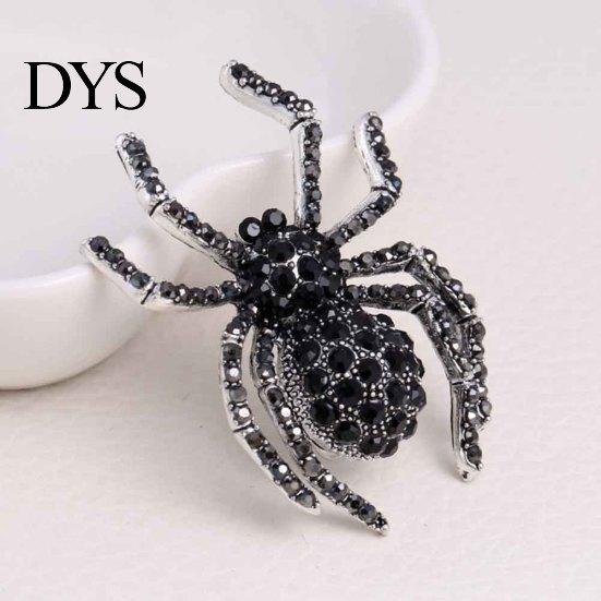 Vintage Women Rhinestone Inlaid Spider Brooch Pin Bag Badge Lapel Jewelry Gift