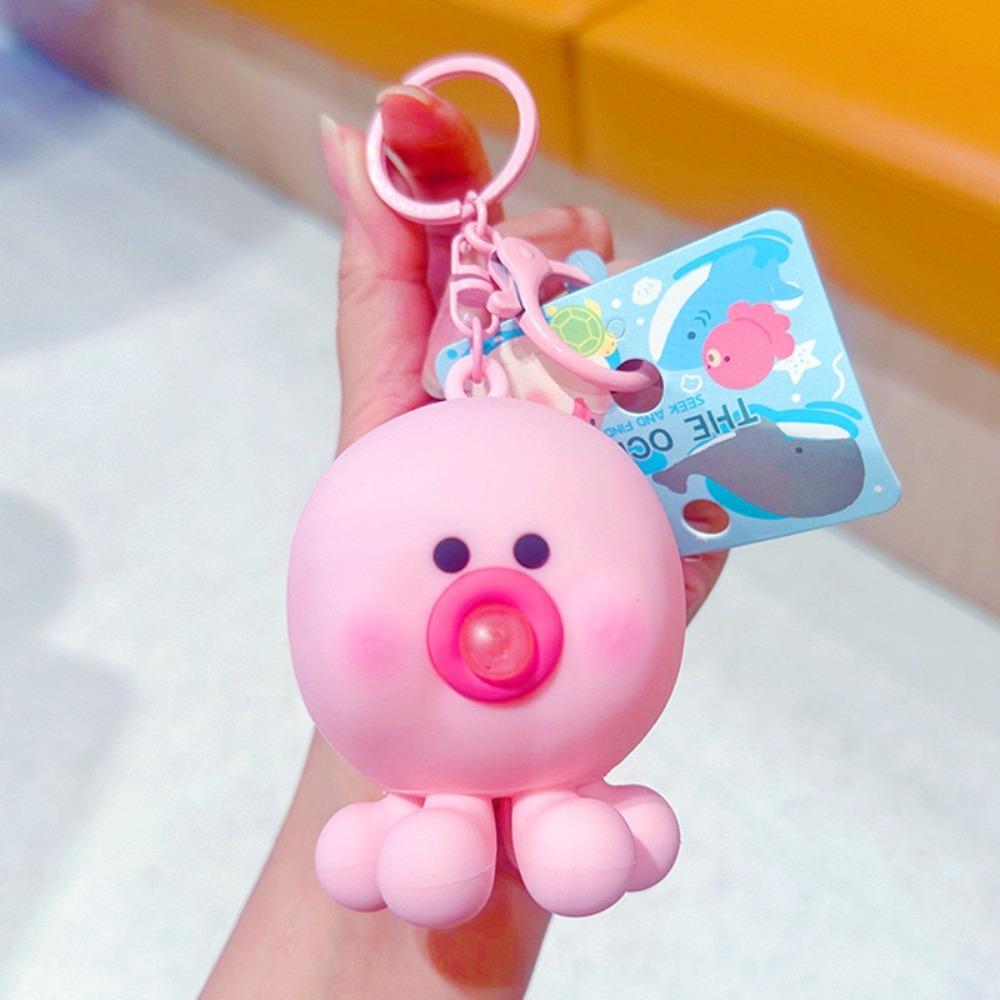 Bag Decoration Silicone Octopus Pendant Blow Bubble Octopus Doll Keyring  Birthday Gift