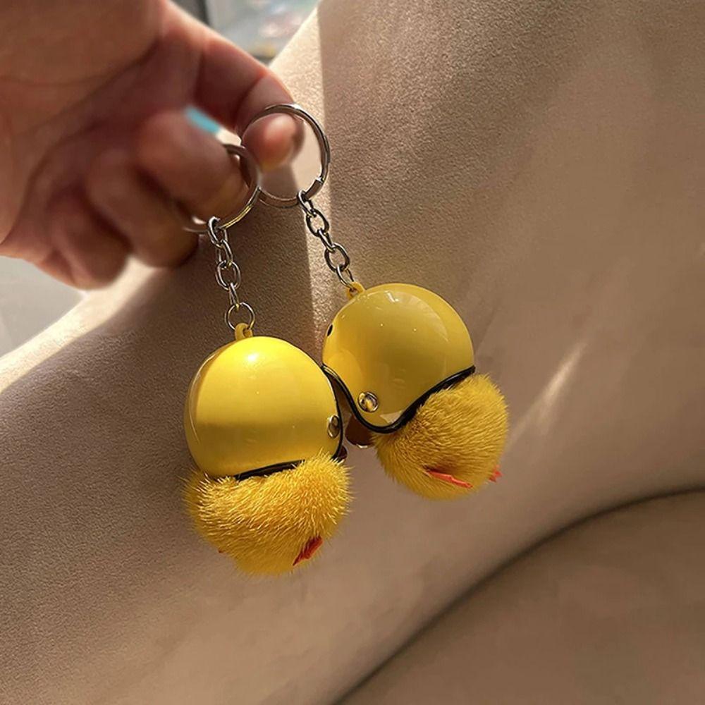 New Funny Plush Toy Duck Keychain Unique Creative Mini Yellow Duck Car Key Ring Colorful Animal Mink Fur School Bag Pendant