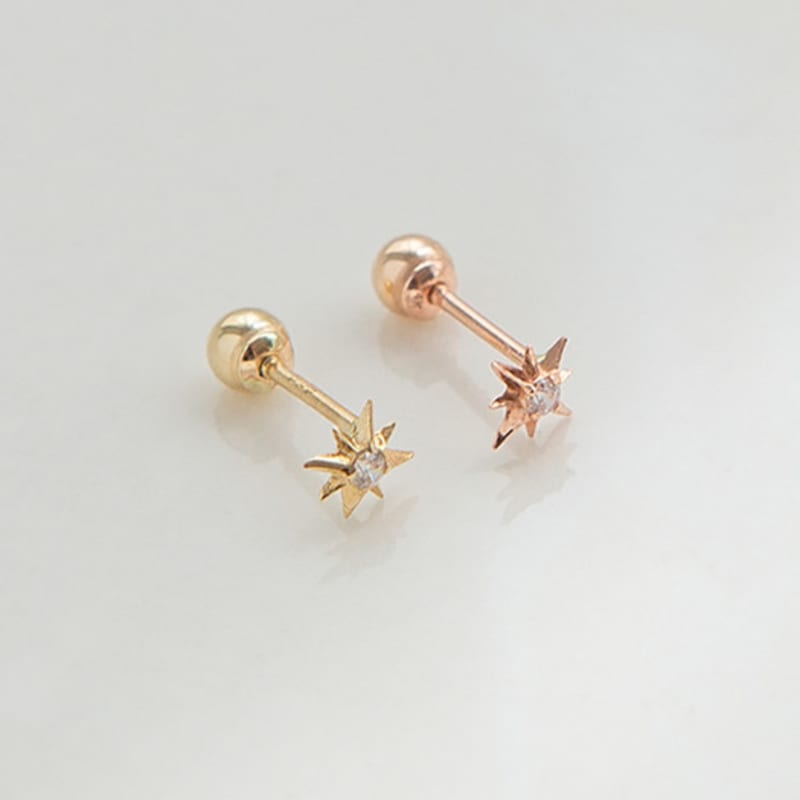 LUNNE 14k Cubic Zirconia Piercing Earrings (14k Gold) S11