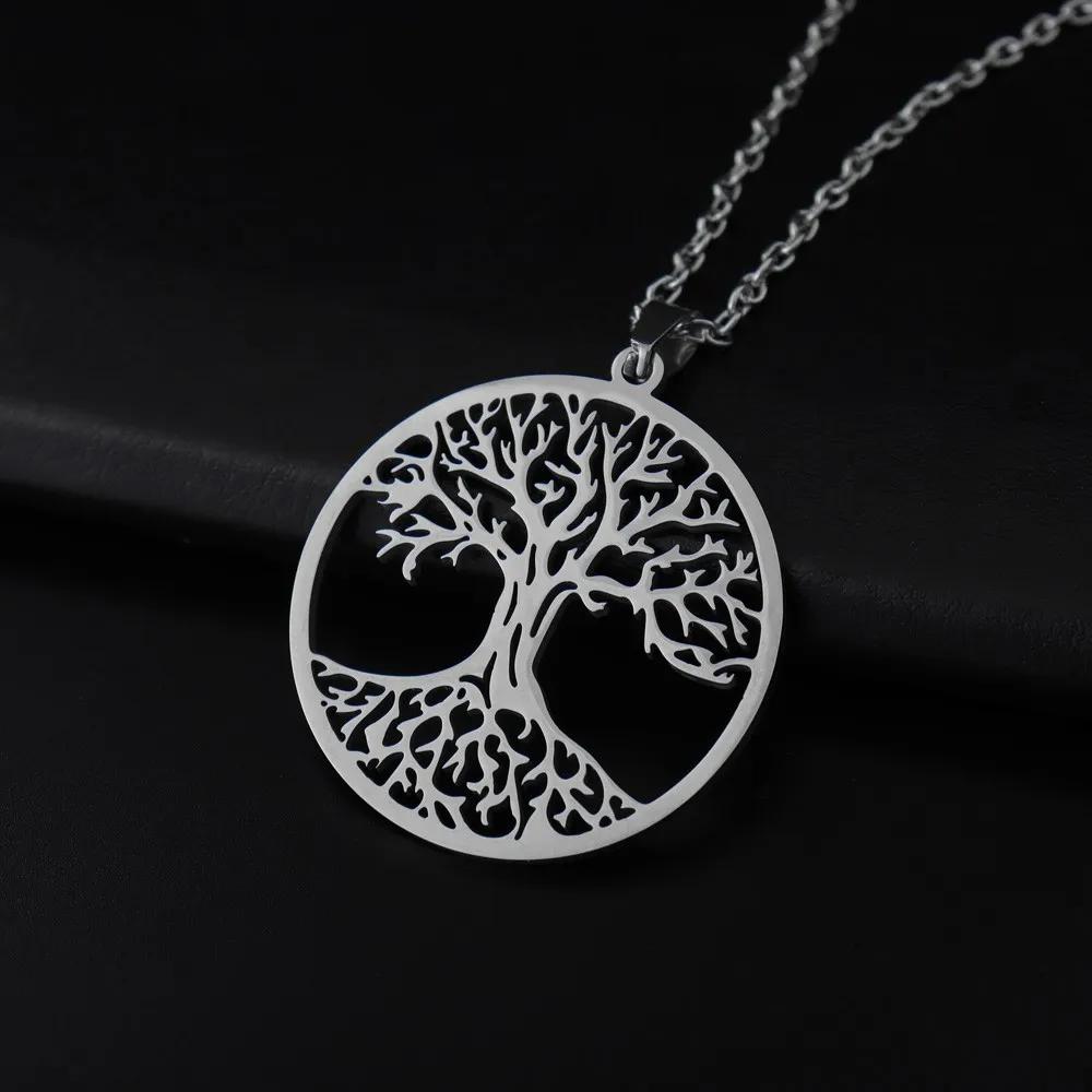Trend Stainless Steel Viking Tree of Life Pendant Charm Men's Necklace Fashion Hip Hop Punk Jewelry Accessories Party Gift