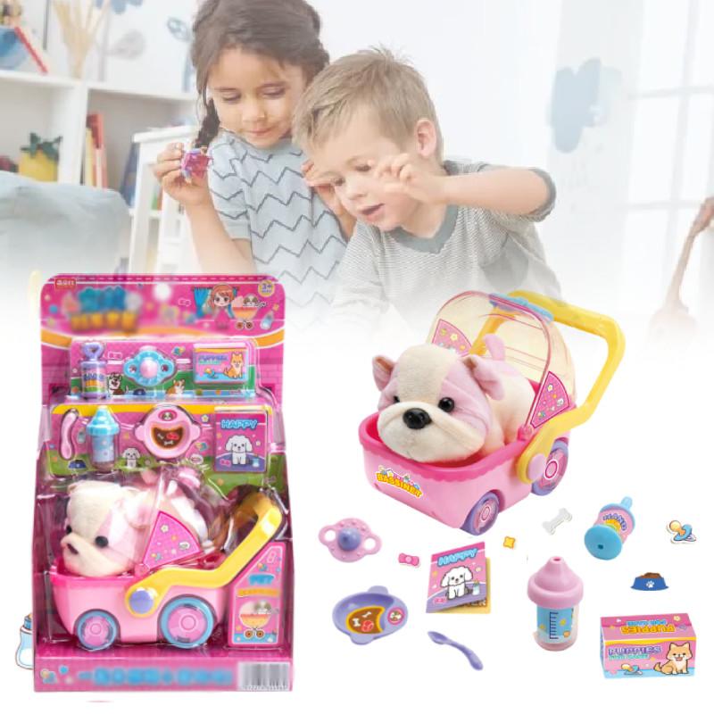 Simulation Children Pet Stroller Puppy Feeding Puzzle Toy Imaginative Playtime