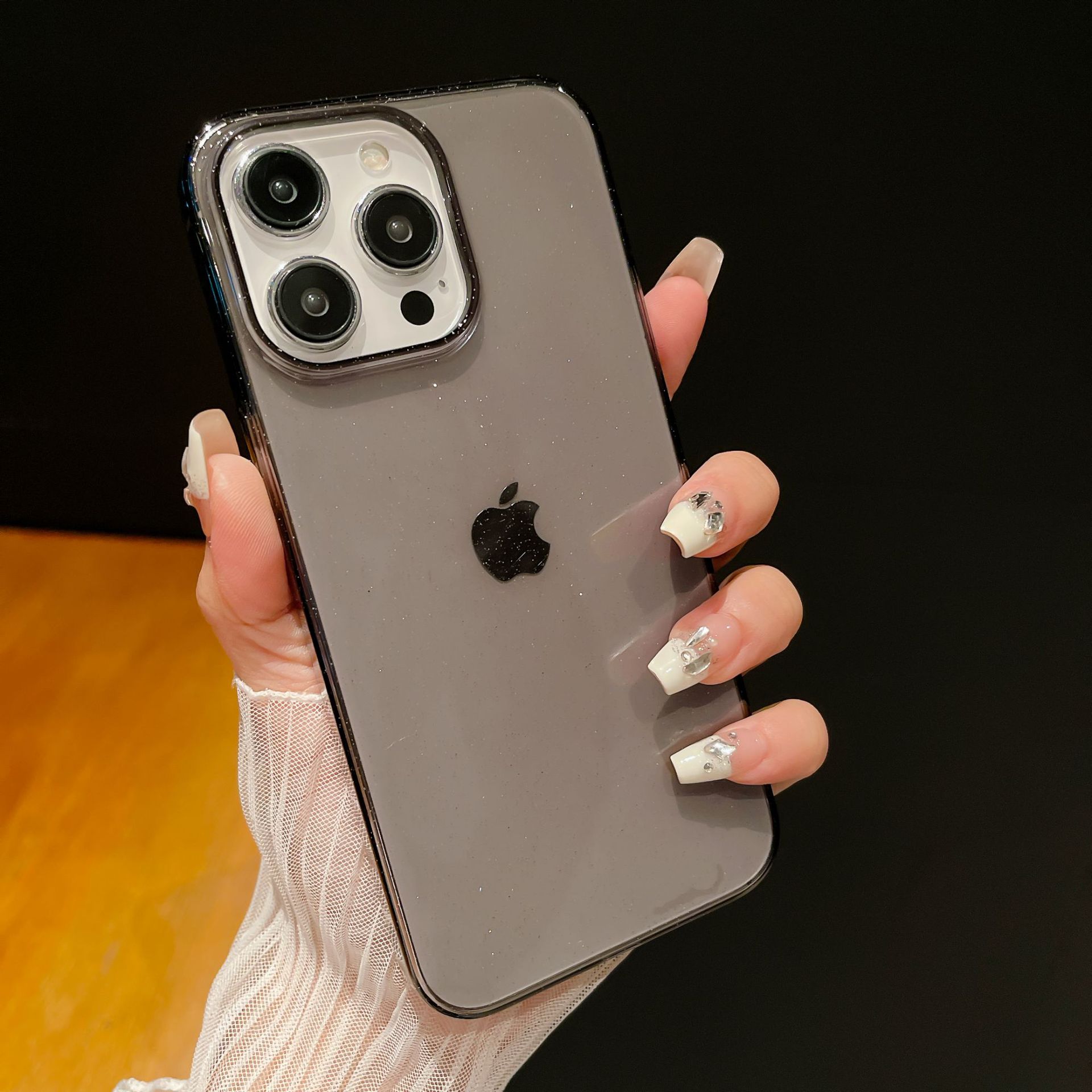 

16 Transparent Sparkling Powder PC Transparent Non Yellowing for Apple 14 Promax Phone Case for IPhone 15 Hard Case 13 For Apple 11Promax