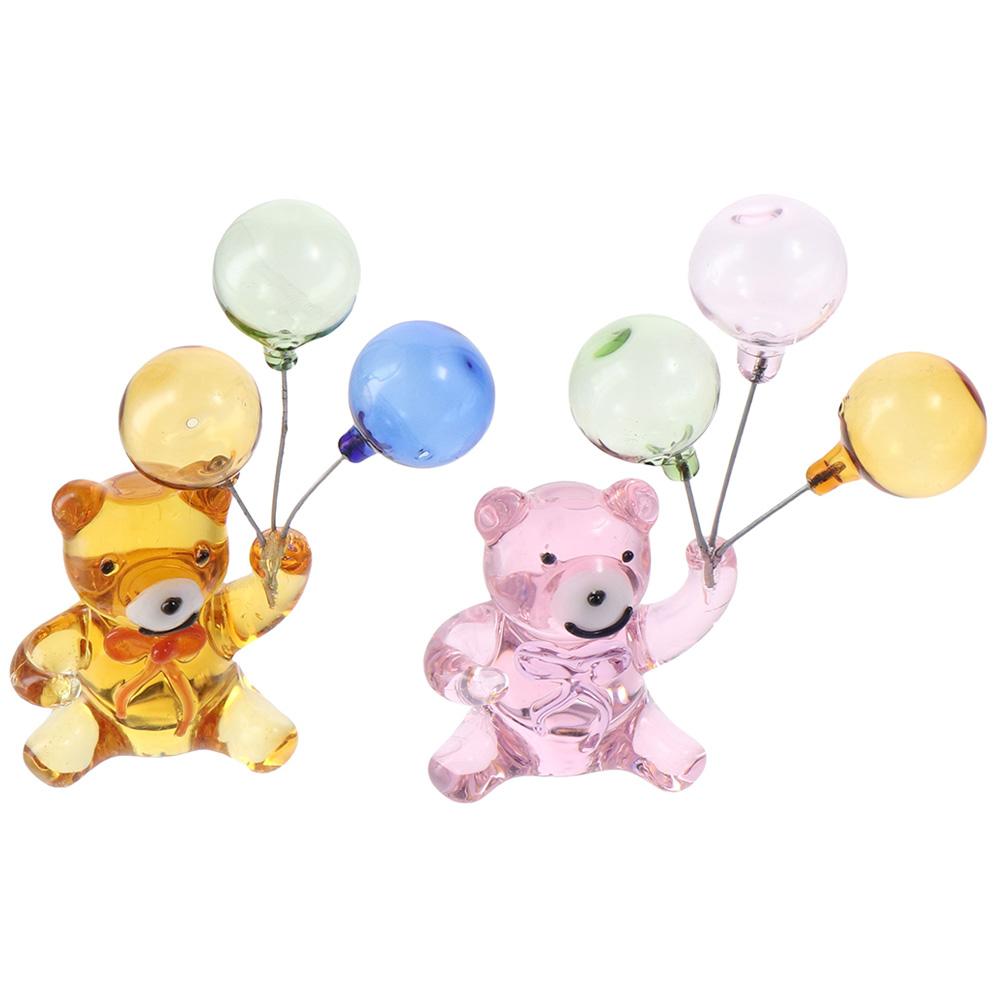 

2 шт. Белая хрустальная стеклянная фигурка медведя Желтый стеклянный медведь Настольное украшение для дома